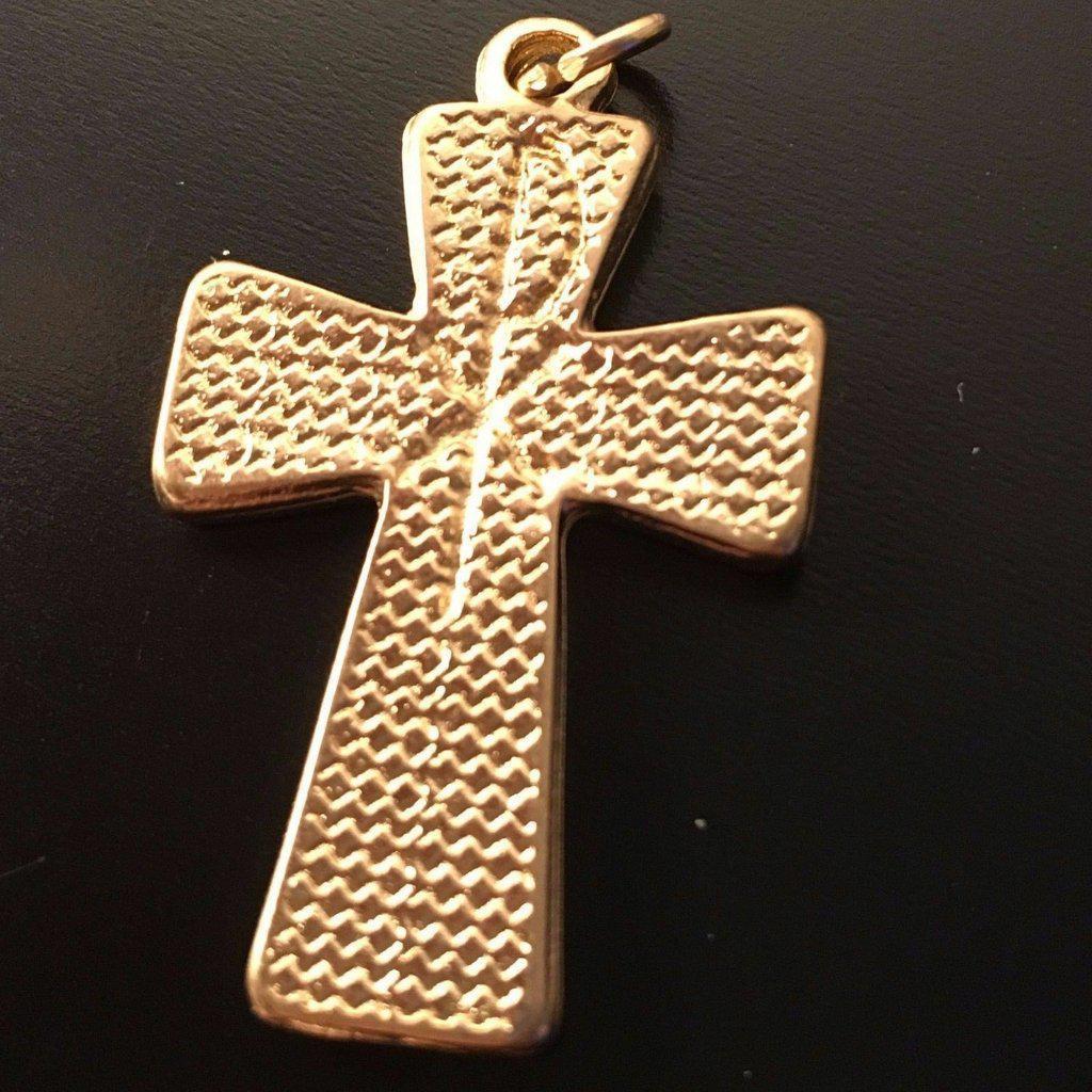 Holy Communion Cross - Brass & Red Enamel Crucifix - Blessed By Pope | Catholically
