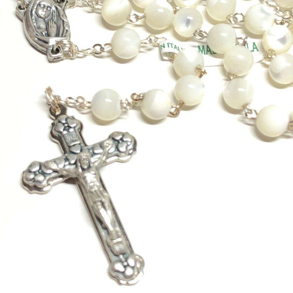 Holy Communion Mother Of Pearl Rosary -Confirmation -Baptism -Blessed By Pope | Catholically