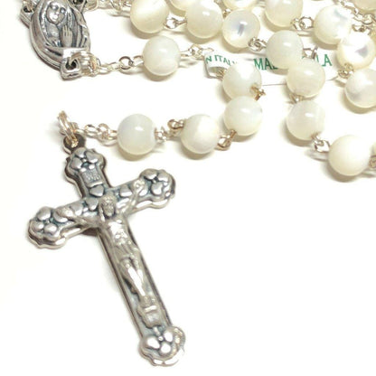 Holy Communion Mother Of Pearl Rosary -Confirmation -Baptism -Blessed By Pope | Catholically