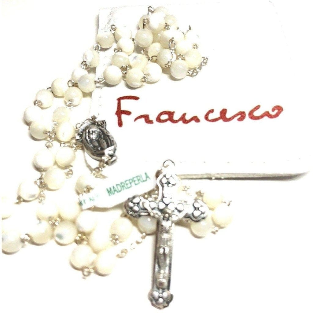Holy Communion Mother Of Pearl Rosary -Confirmation -Baptism -Blessed By Pope | Catholically