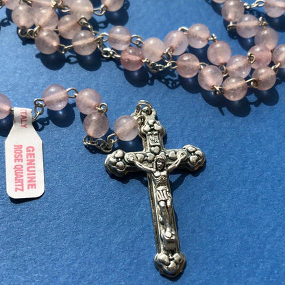 Pope Francis Pink Quartz Rosary -Confirmation -Baptism -Wedding | Catholically