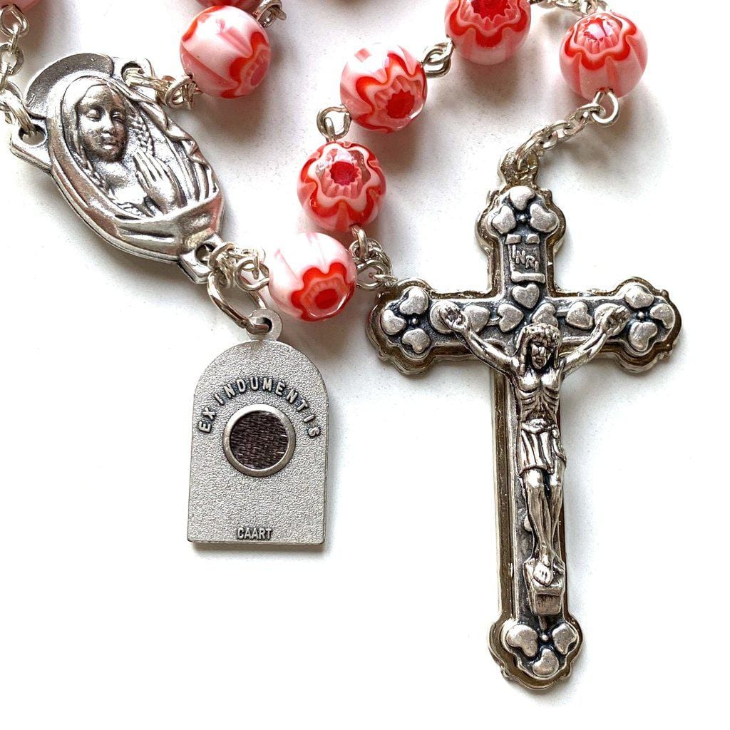 Holy Communion St. Pio Pink Relic Rosary - Blessed By Pope | Catholically