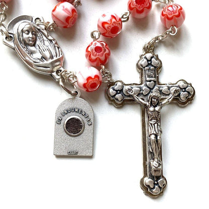 Holy Communion St. Pio Pink Relic Rosary - Blessed By Pope | Catholically