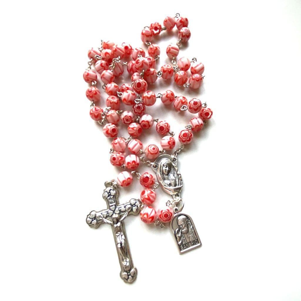 Holy Communion St. Pio Pink Relic Rosary - Blessed By Pope | Catholically