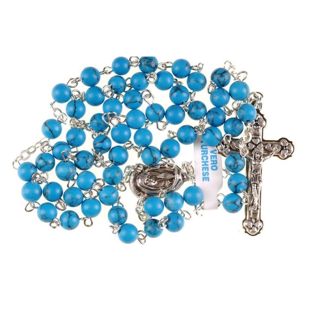 Holy Communion Turquoise Quartz Rosary -Confirmation -Baptism -Wedding | Catholically