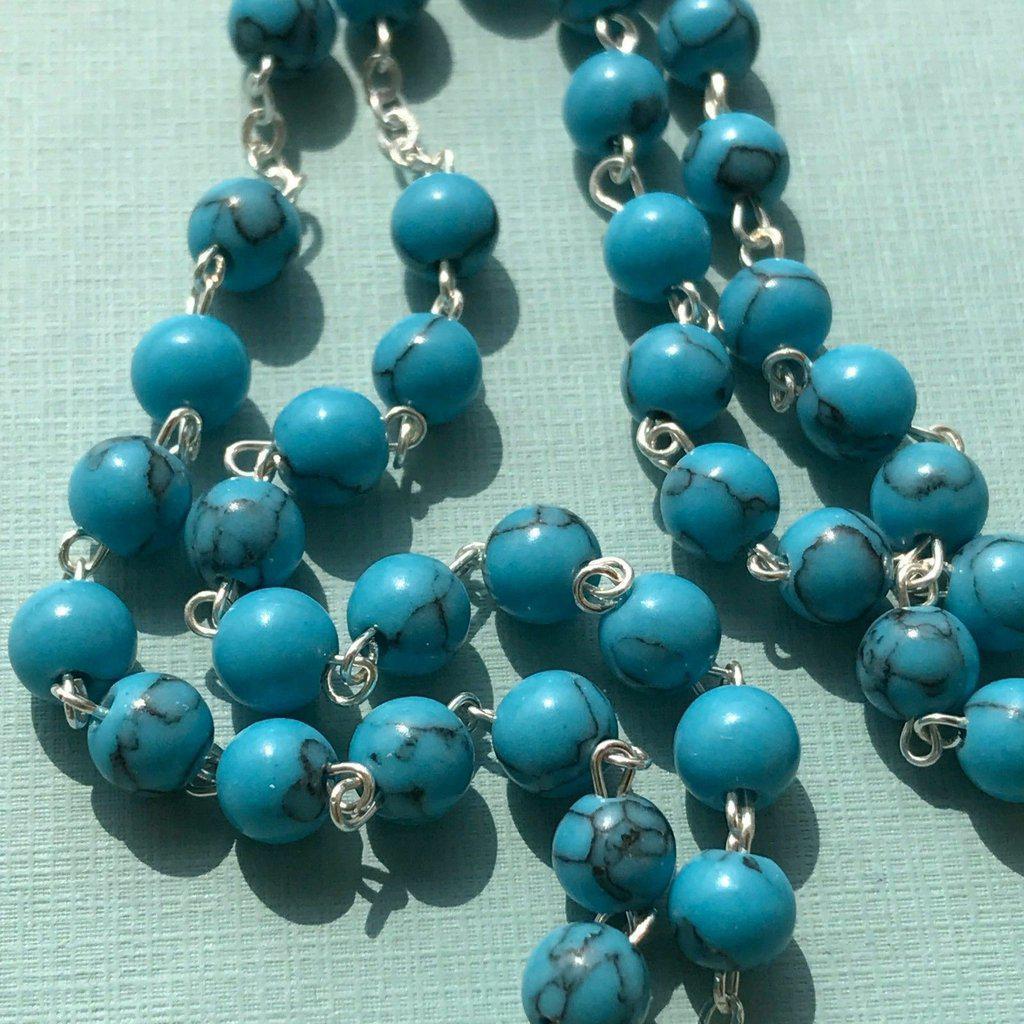 Holy Communion Turquoise Quartz Rosary -Confirmation -Baptism -Wedding | Catholically