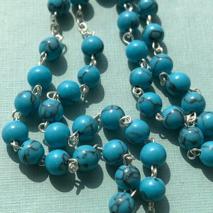 Holy Communion Turquoise Quartz Rosary -Confirmation -Baptism -Wedding | Catholically