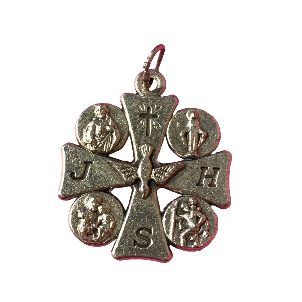 Holy Spirit Dove Four 4-Way Cross JHS Pendant | Catholically