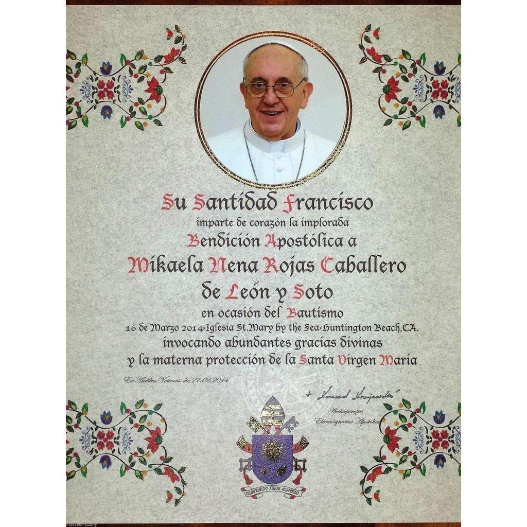 Individueller Handgeschriebener Apostolischer Segen - Papst  Franziskus | Catholically