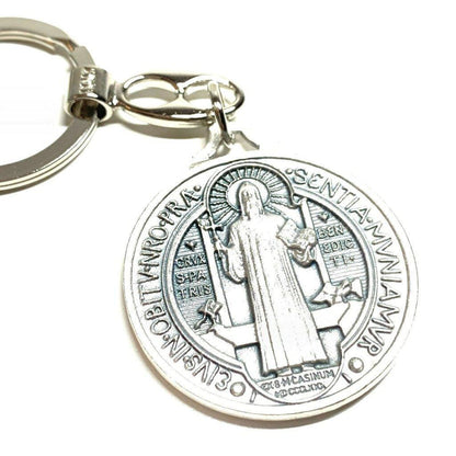 Key Chain - St. Saint Benedict Key Ring Medallion Exorcism Blessed | Catholically