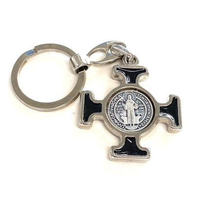 Keychain - Saint Benedict Keyring - Black Medallion - Exorcism | Catholically