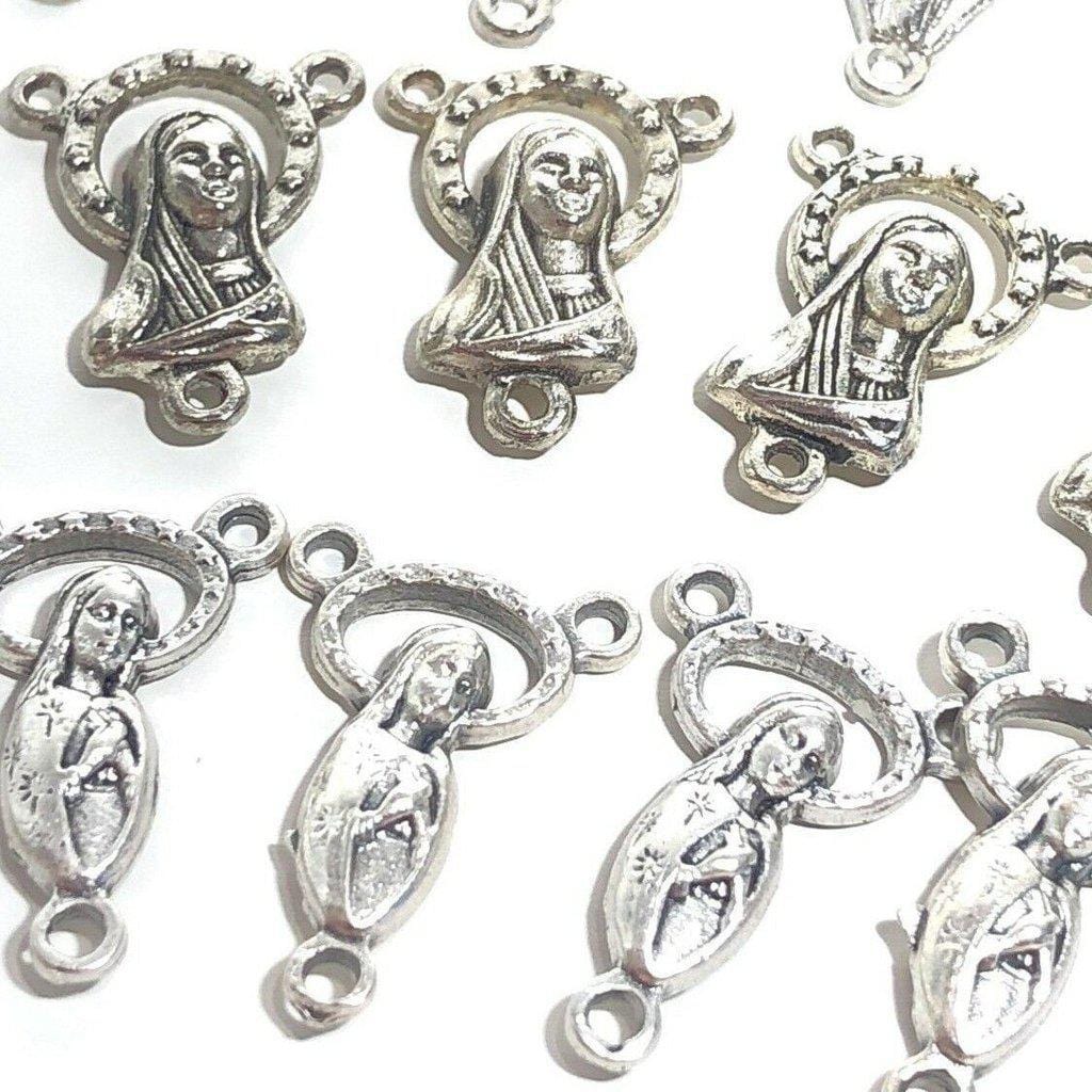 Lot 15 Pcs Rosary Centers - Diy Religious Pendant - Charms Parts Catholic (A) | Catholically