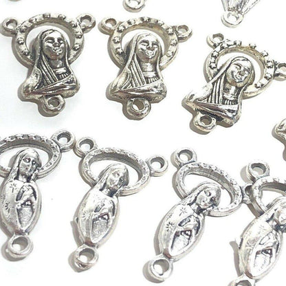 Lot 15 Pcs Rosary Centers - Diy Religious Pendant - Charms Parts Catholic (A) | Catholically