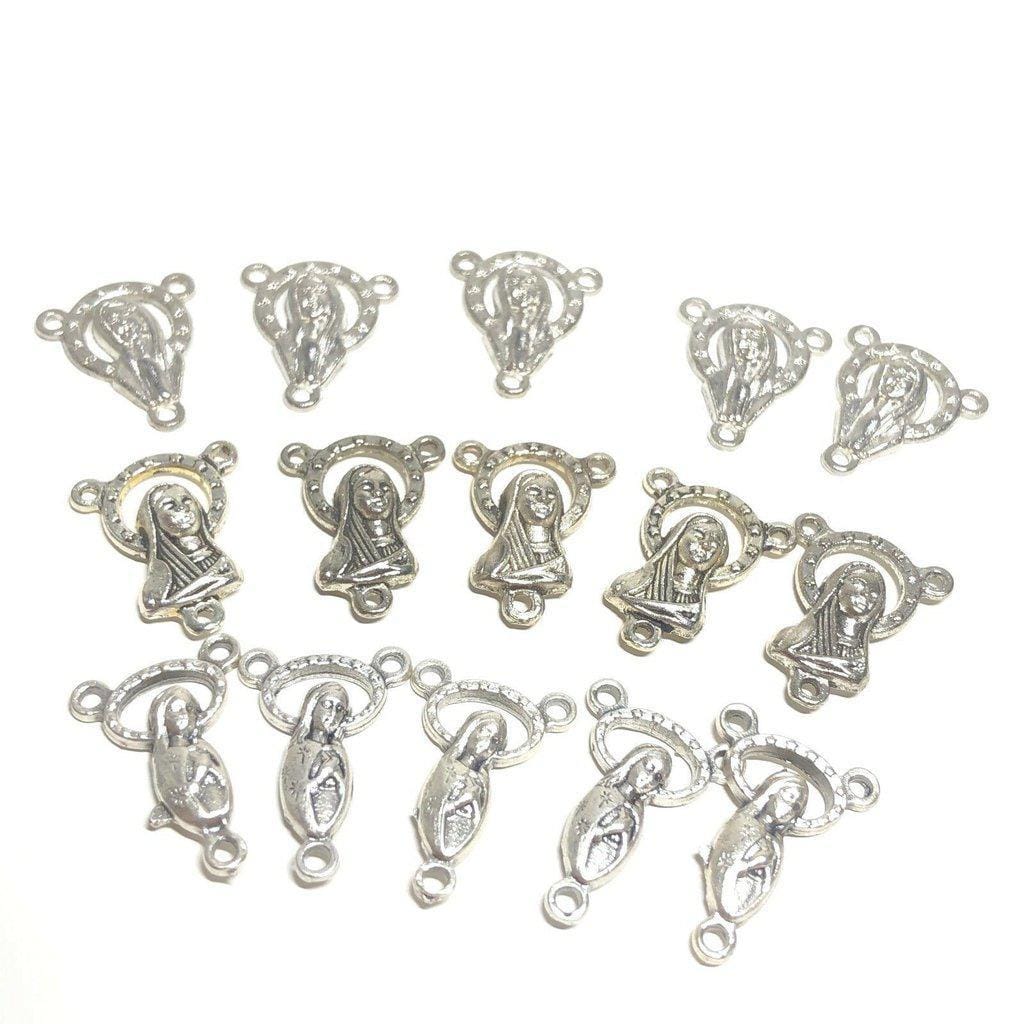 Lot 15 Pcs Rosary Centers - Diy Religious Pendant - Charms Parts Catholic (A) | Catholically