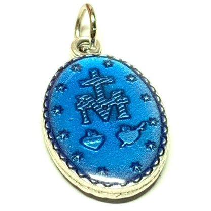 Miraculous Medal - Blue Enamel Blessed By Pope Pendant - Virgin Mary | Catholically