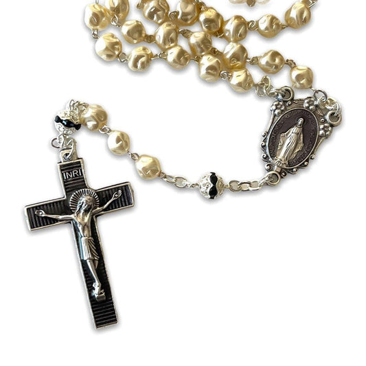 Miraculous Medal - Mop Rosary - Black - Blessed by Pope | Catholically