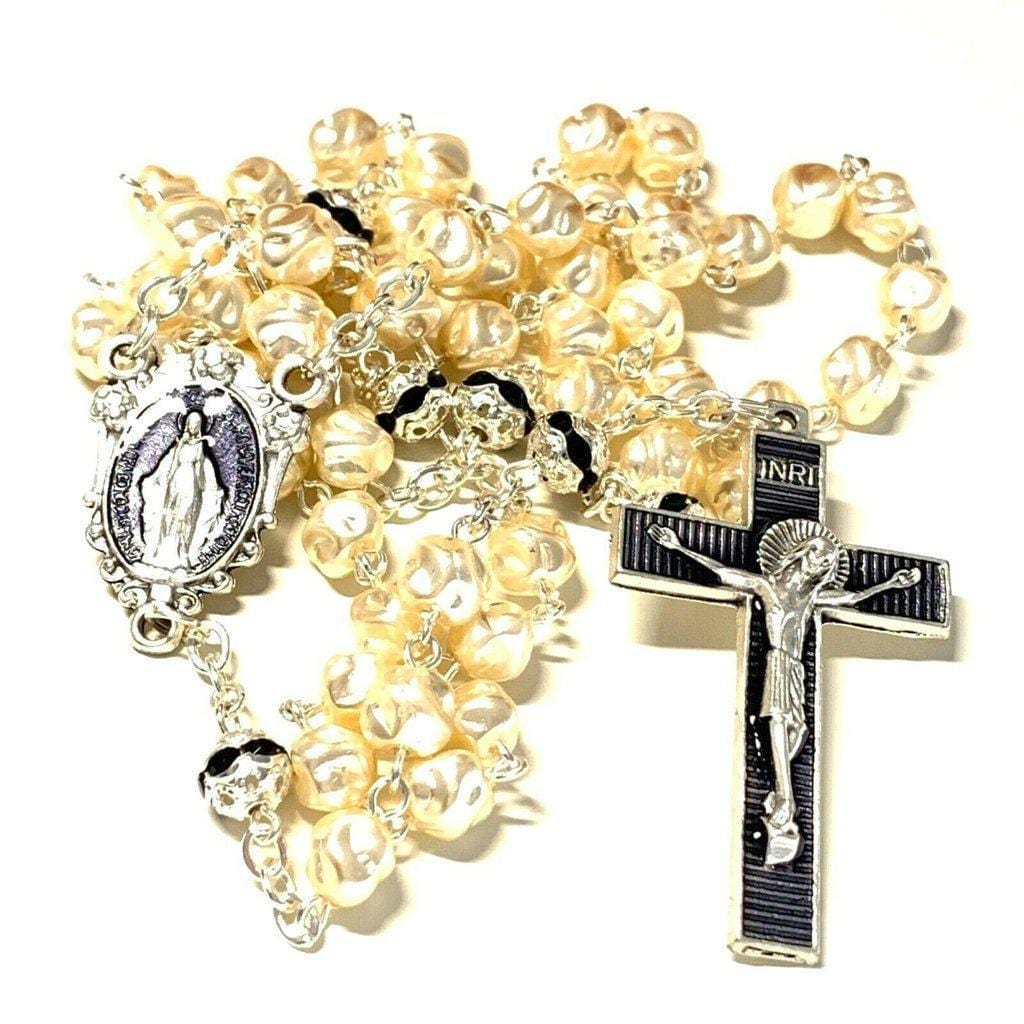 Miraculous Medal - Mop Rosary - Black - Blessed by Pope | Catholically