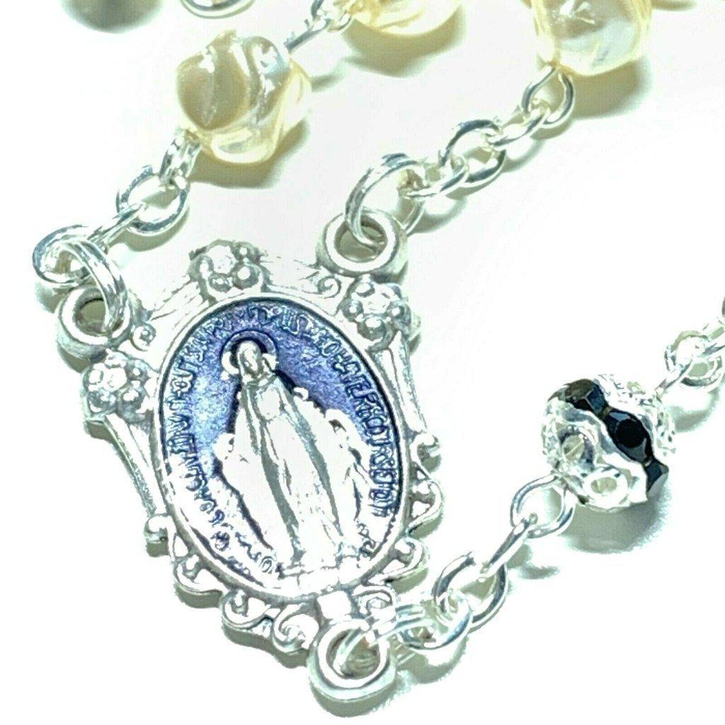 Miraculous Medal Mop Rosary - Blue - Blessed by Pope Virgin Mary Bvm | Catholically