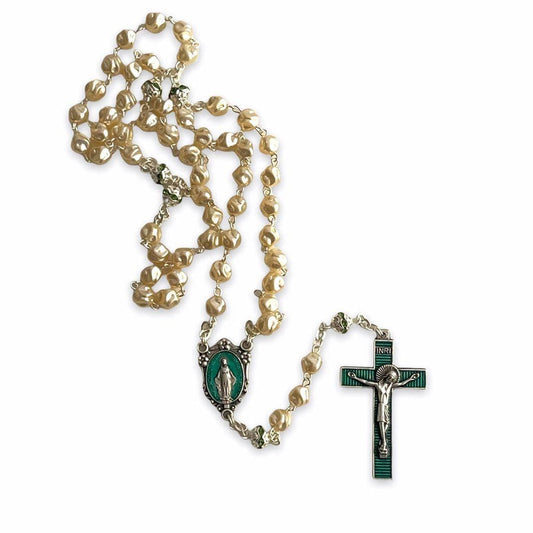 Miraculous Medal - Mop Rosary - Green - Blessed by Pope | Catholically