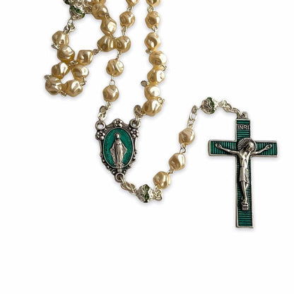 Miraculous Medal - Mop Rosary - Green - Blessed by Pope | Catholically