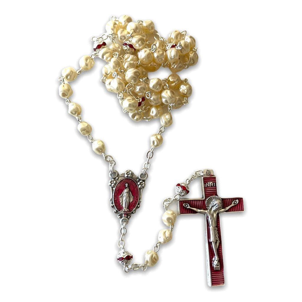Miraculous Medal - Mop Rosary - Red - Blessed by Pope | Catholically