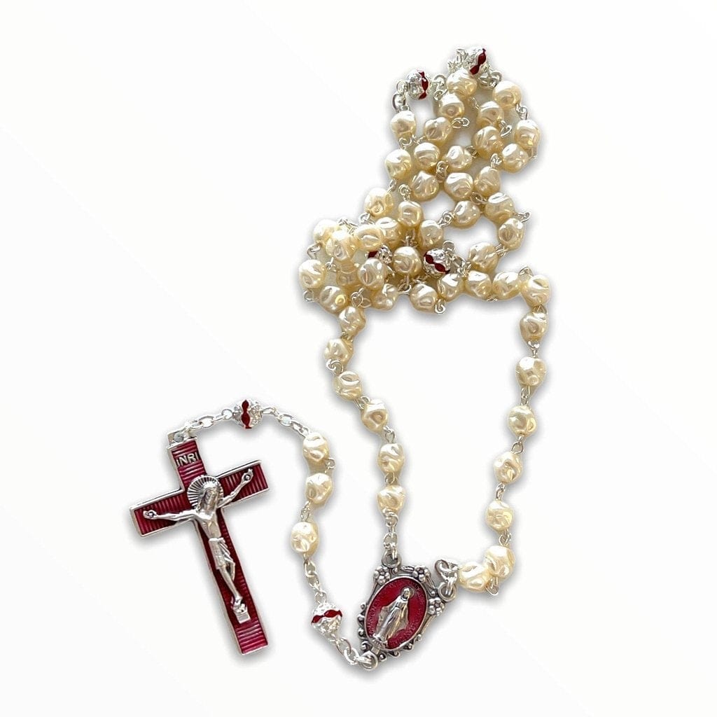 Miraculous Medal - Mop Rosary - Red - Blessed by Pope | Catholically