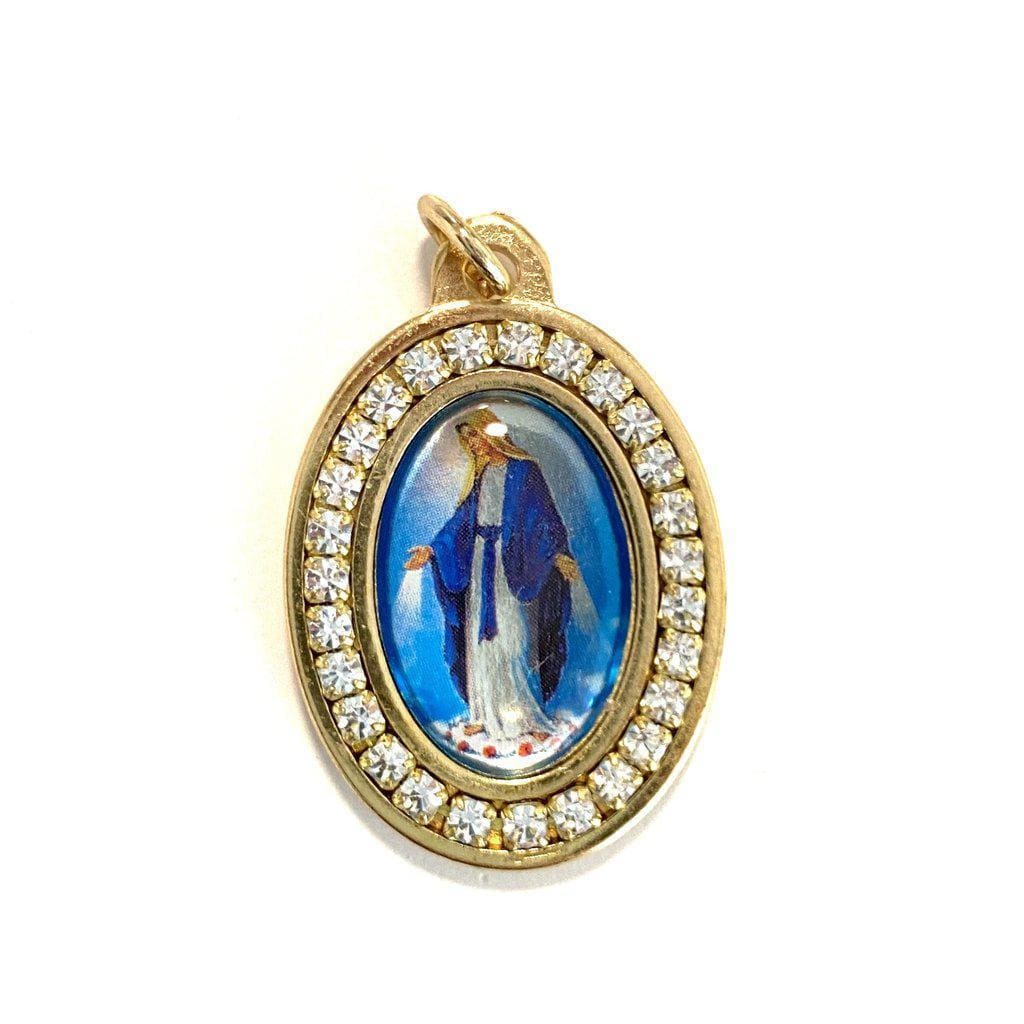Miraculous Medal Pendant with strass - Blessed by Pope Leo XIV | Catholically