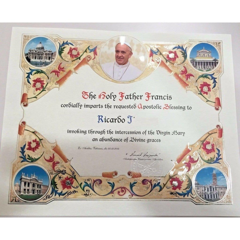 New! Customized Handmade Pope Francis Papal Apostolic Blessing - Wedding | Catholically
