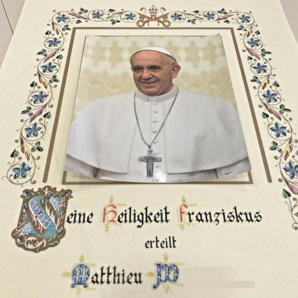 New! Customized Handwritten Pope Francis Papal Apostolic Blessing -Nuns | Catholically