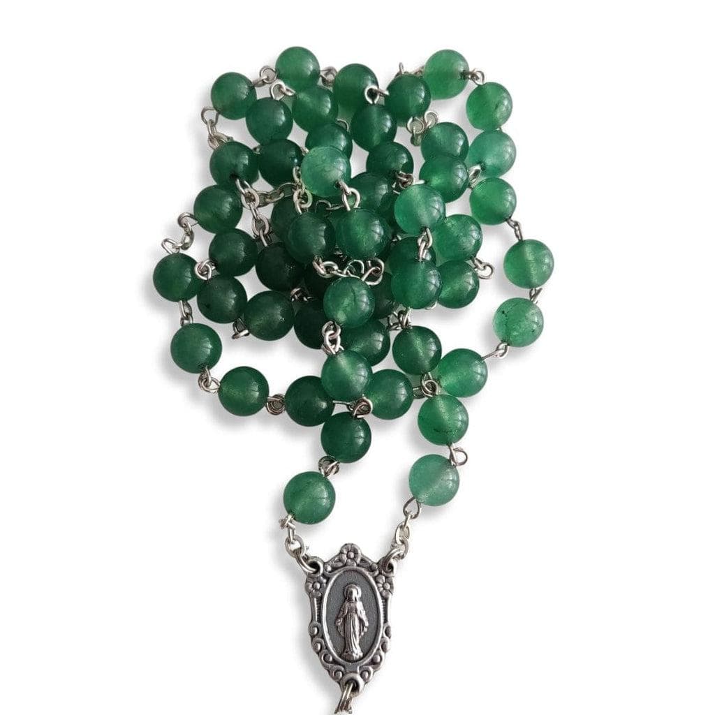 Our Lady Mary Mother Of Jesus - Catholic Green Quartz Beads Rosary | Catholically