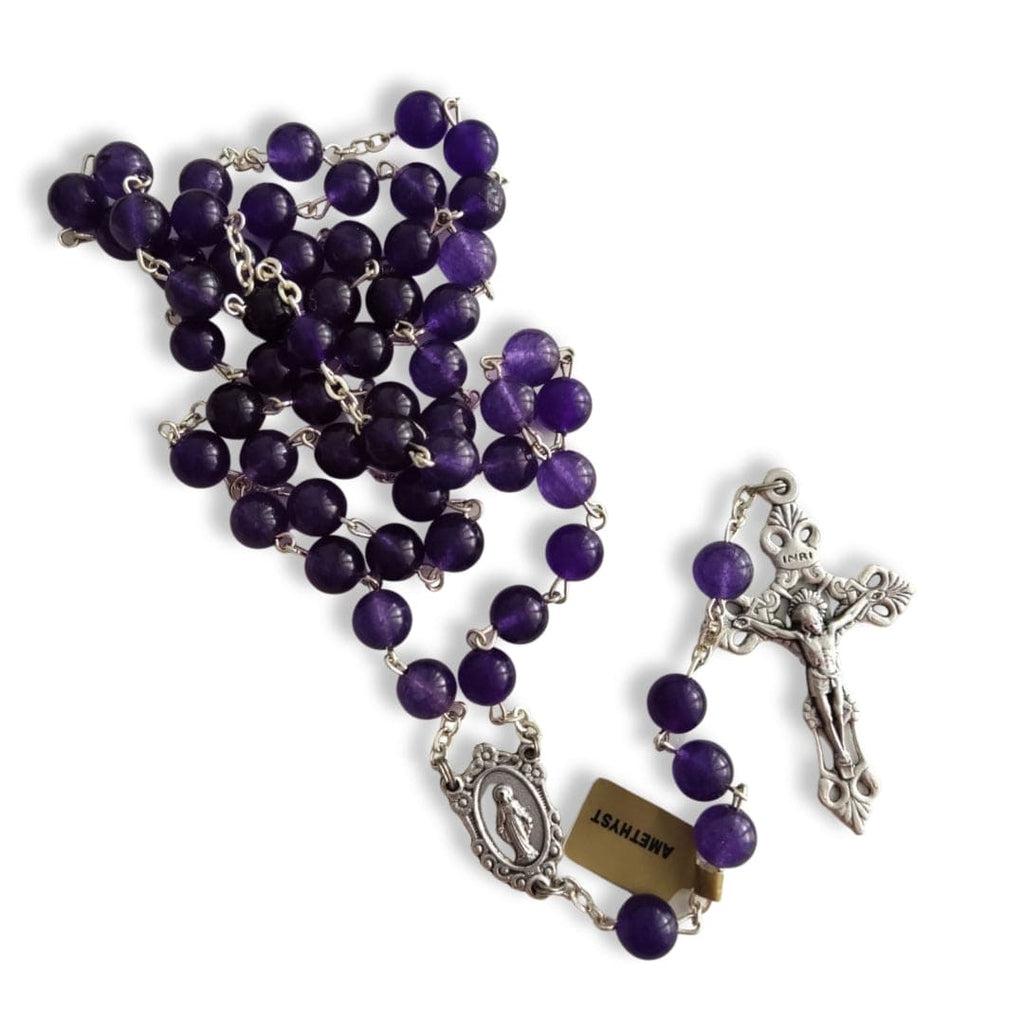 Our Lady Mary Mother Of Jesus - Catholic Purple Quartz Beads Rosary | Catholically