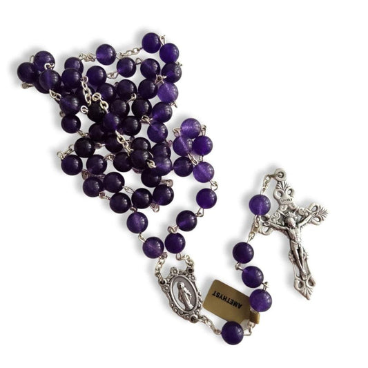 Our Lady Mary Mother Of Jesus - Catholic Purple Quartz Beads Rosary | Catholically
