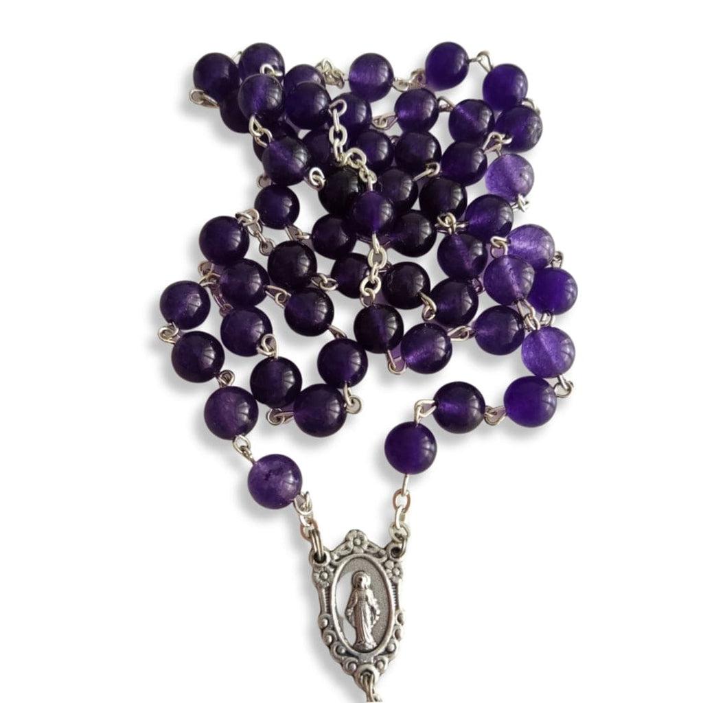Our Lady Mary Mother Of Jesus - Catholic Purple Quartz Beads Rosary | Catholically