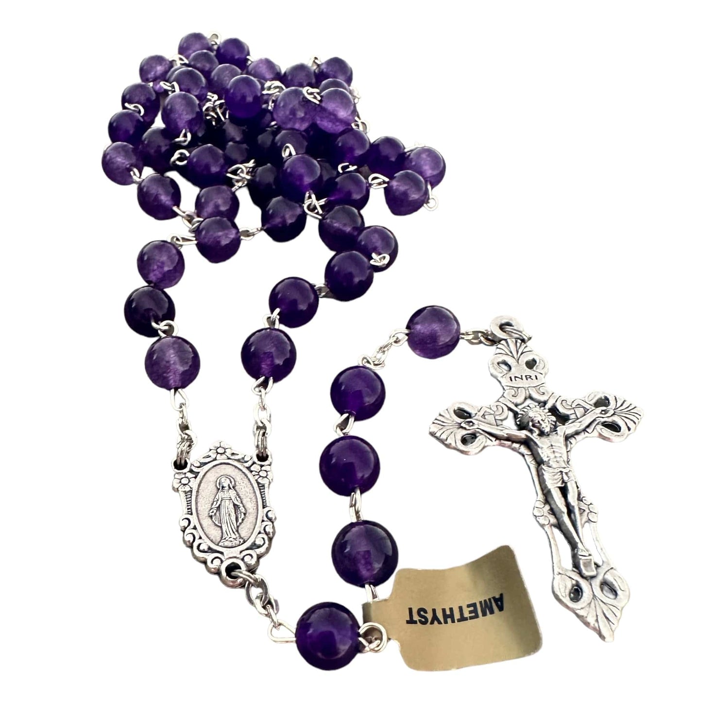 Our Lady Mary Mother Of Jesus - Catholic Purple Quartz Beads Rosary | Catholically