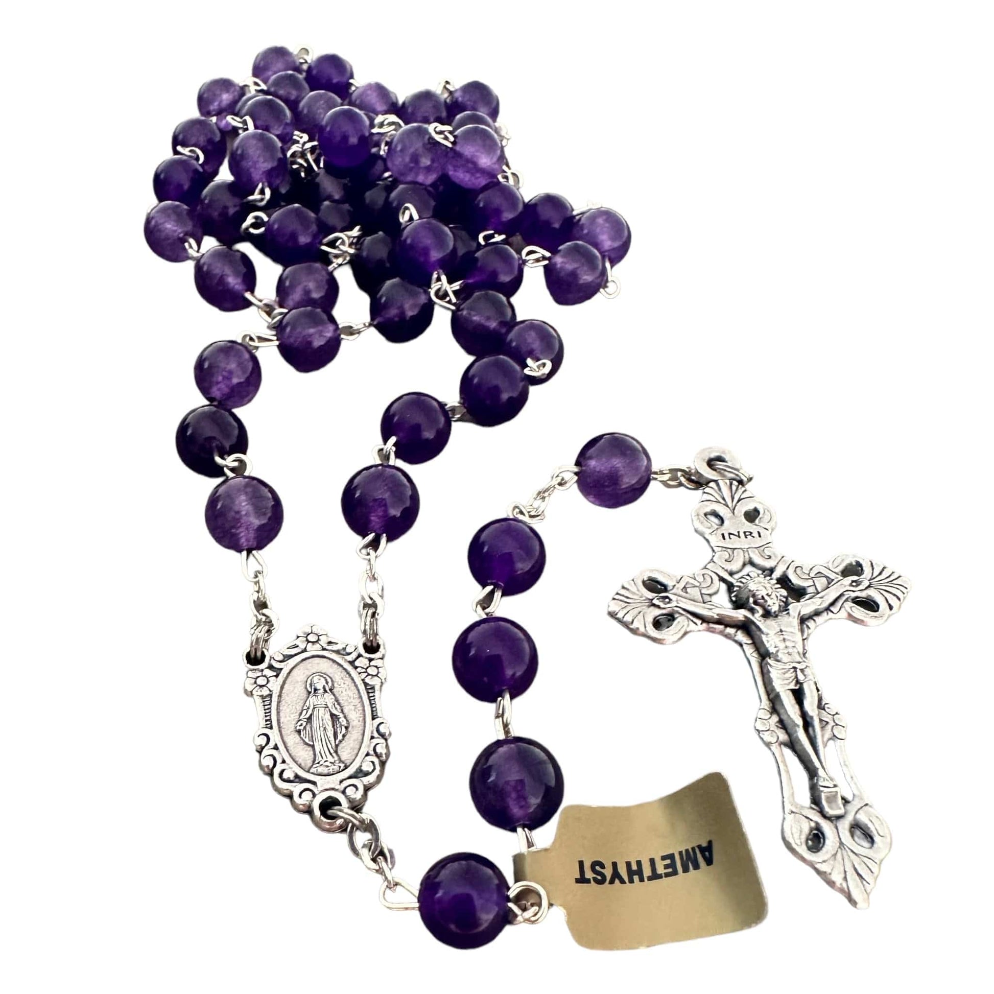 Our Lady Mary Mother Of Jesus - Catholic Purple Quartz Beads Rosary | Catholically