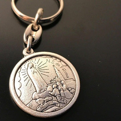Our Lady Of Fatima - Commemorative Key Ring Keychain - Blessed By Pope | Catholically