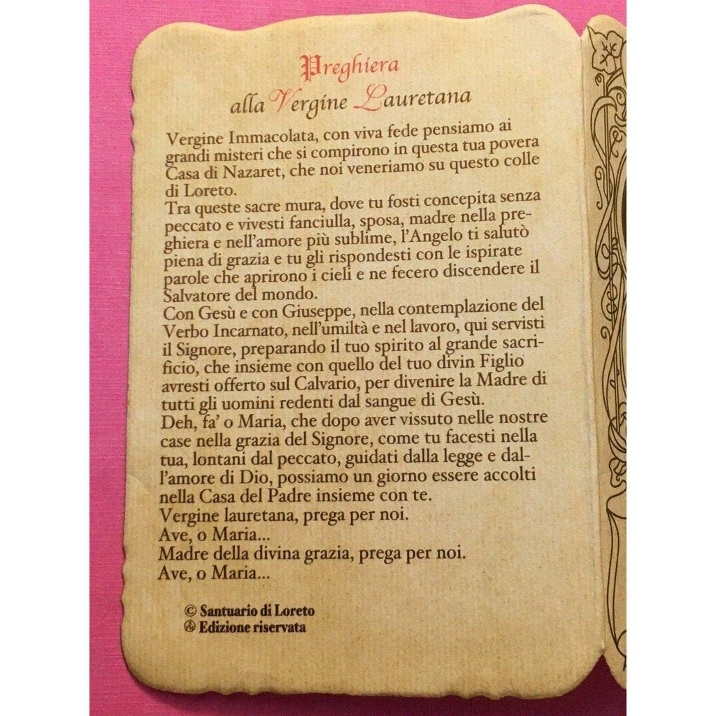 Our Lady Of Loreto -Virgo Lauretana - Blessed Holy Card W/ Relic - Aviator | Catholically