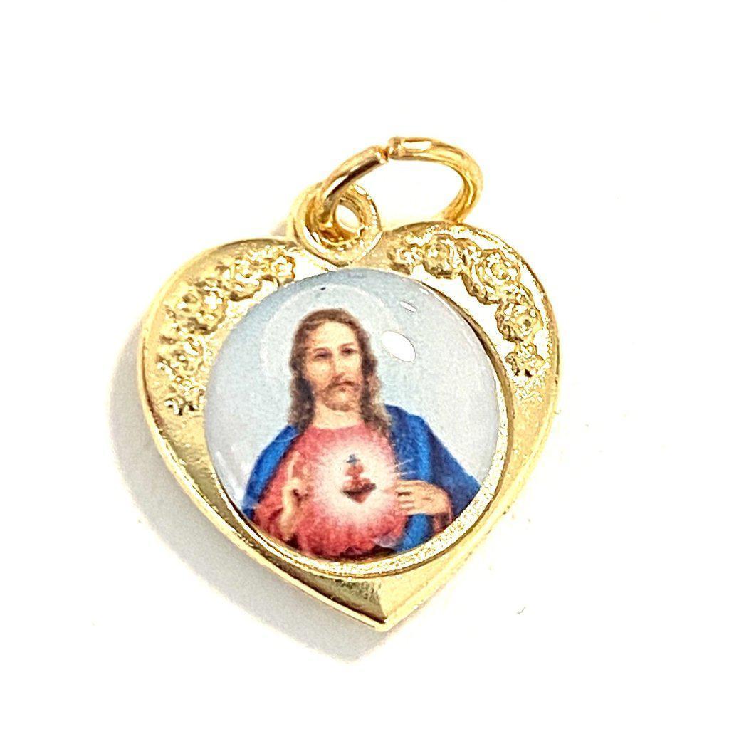 Our Lady of Mount Carmel Sacred Heart of Jesus Hearth Medal Pendant | Catholically