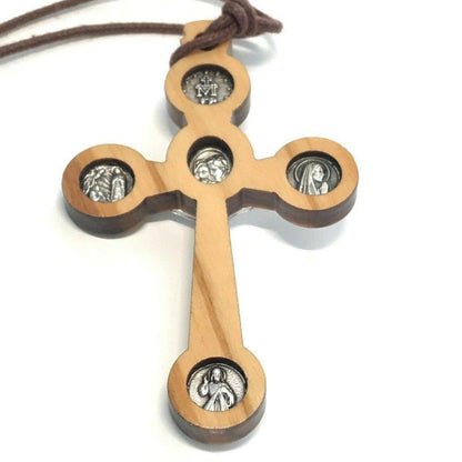 Our Lady Virgin Mary Pectoral Catholic Wooden Cross Crucifix Blessed By Pope | Catholically