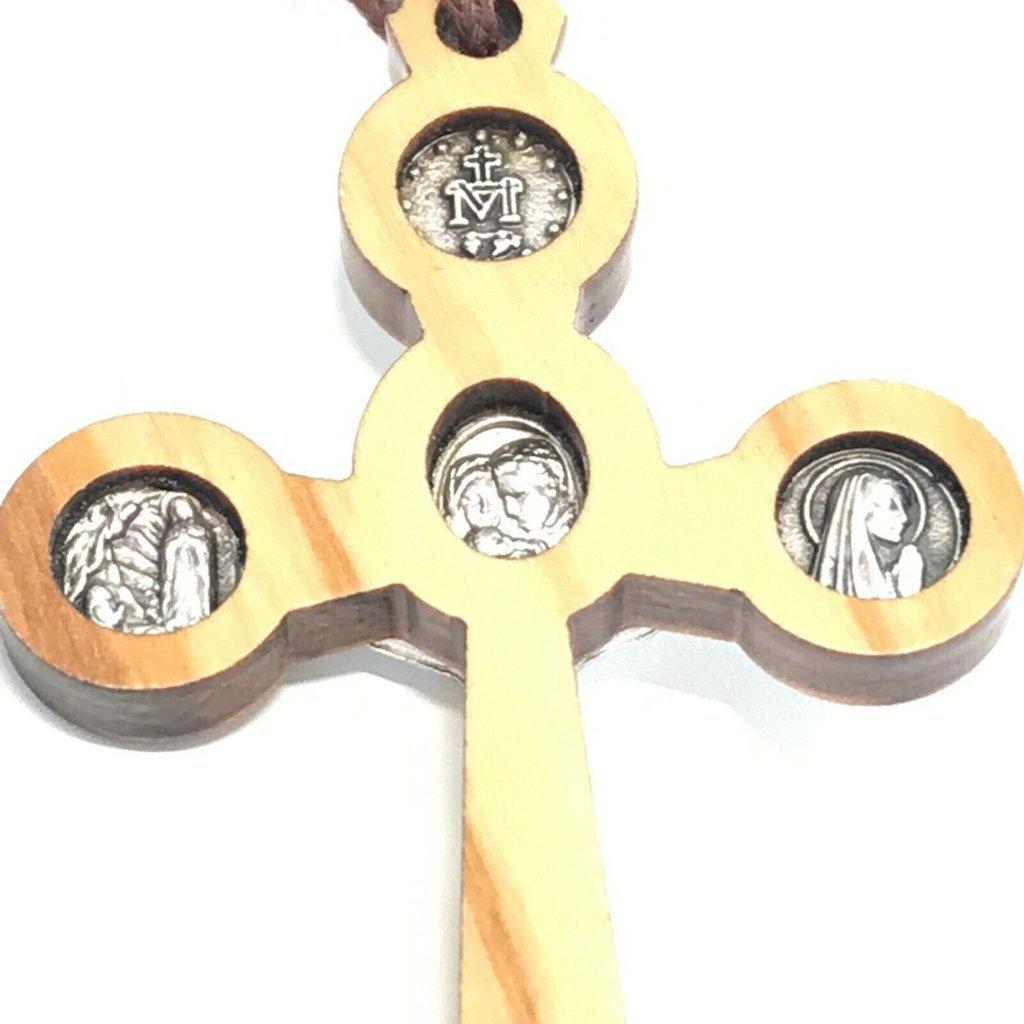 Our Lady Virgin Mary Pectoral Catholic Wooden Cross Crucifix Blessed By Pope | Catholically