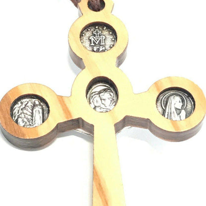 Our Lady Virgin Mary Pectoral Catholic Wooden Cross Crucifix Blessed By Pope | Catholically