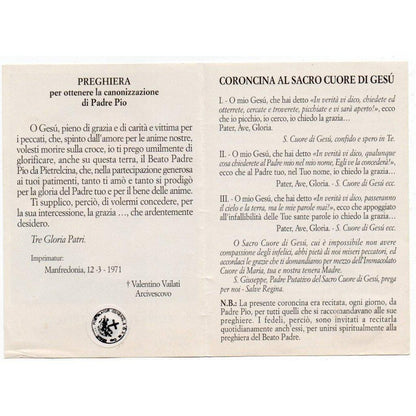 Padre Pio Holy Card - St. Pio vintage Prayer Card | Catholically