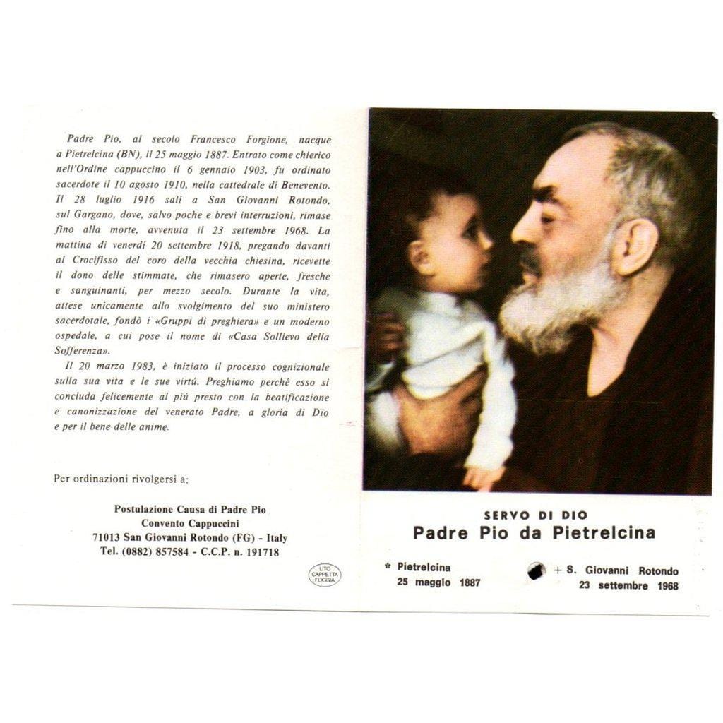 Padre Pio Holy Card - St. Pio vintage Prayer Card | Catholically
