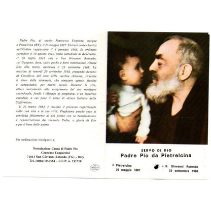 Padre Pio Holy Card - St. Pio vintage Prayer Card | Catholically