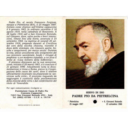 Padre Pio Holy Card - St. Pio vintage Prayer Card | Catholically