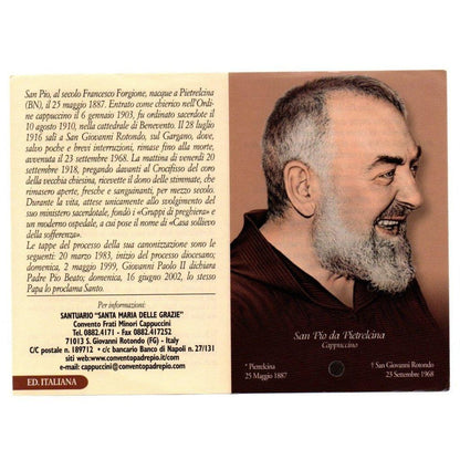 Padre Pio Holy Card - St. Pio vintage Prayer Card | Catholically