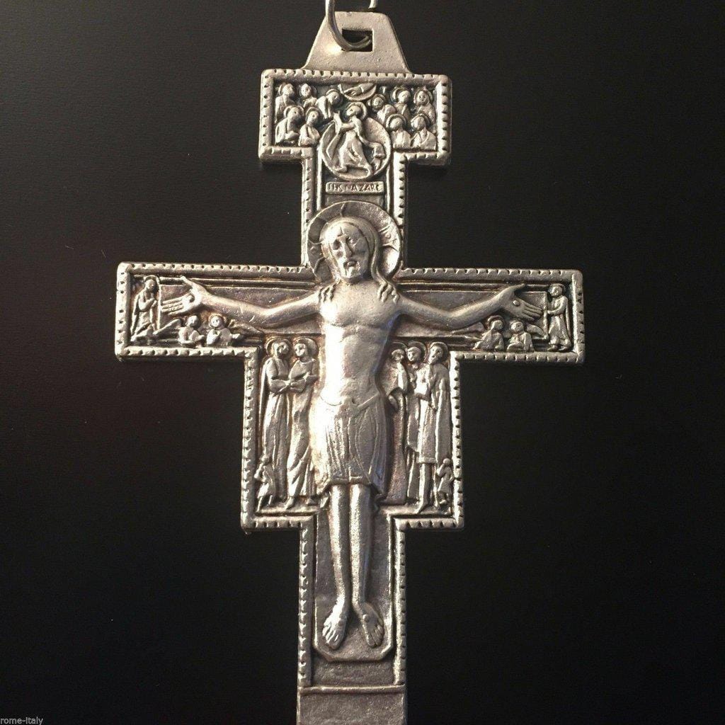 Pectoral St. Damian Crucifix - Blessed by Pope - Very Big 3.5" -Cross | Catholically