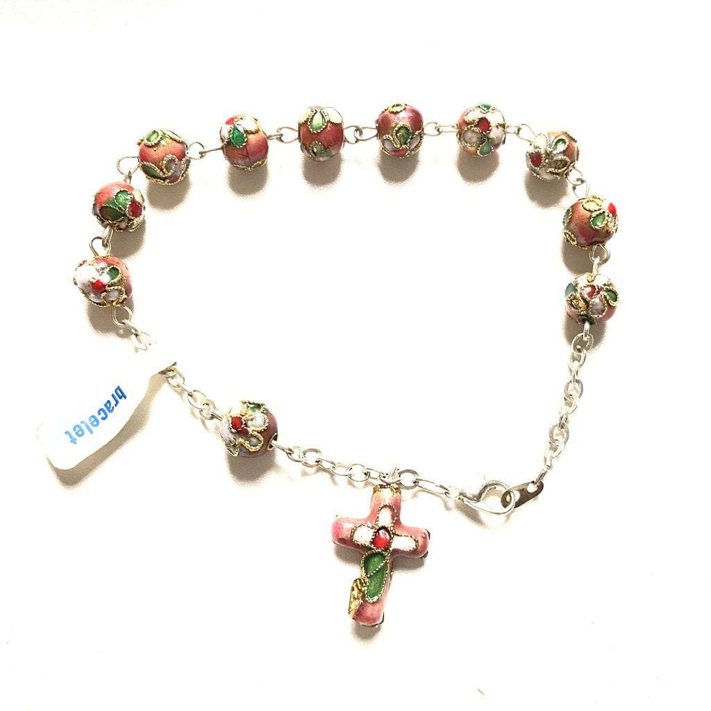 Pink Cloisonne Rosary Bracelet  Blessed By Pope On Request | Catholically