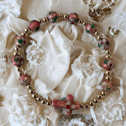 Pink Elastic Stretch Bracelet Cloisonne - Blessed By Pope | Catholically