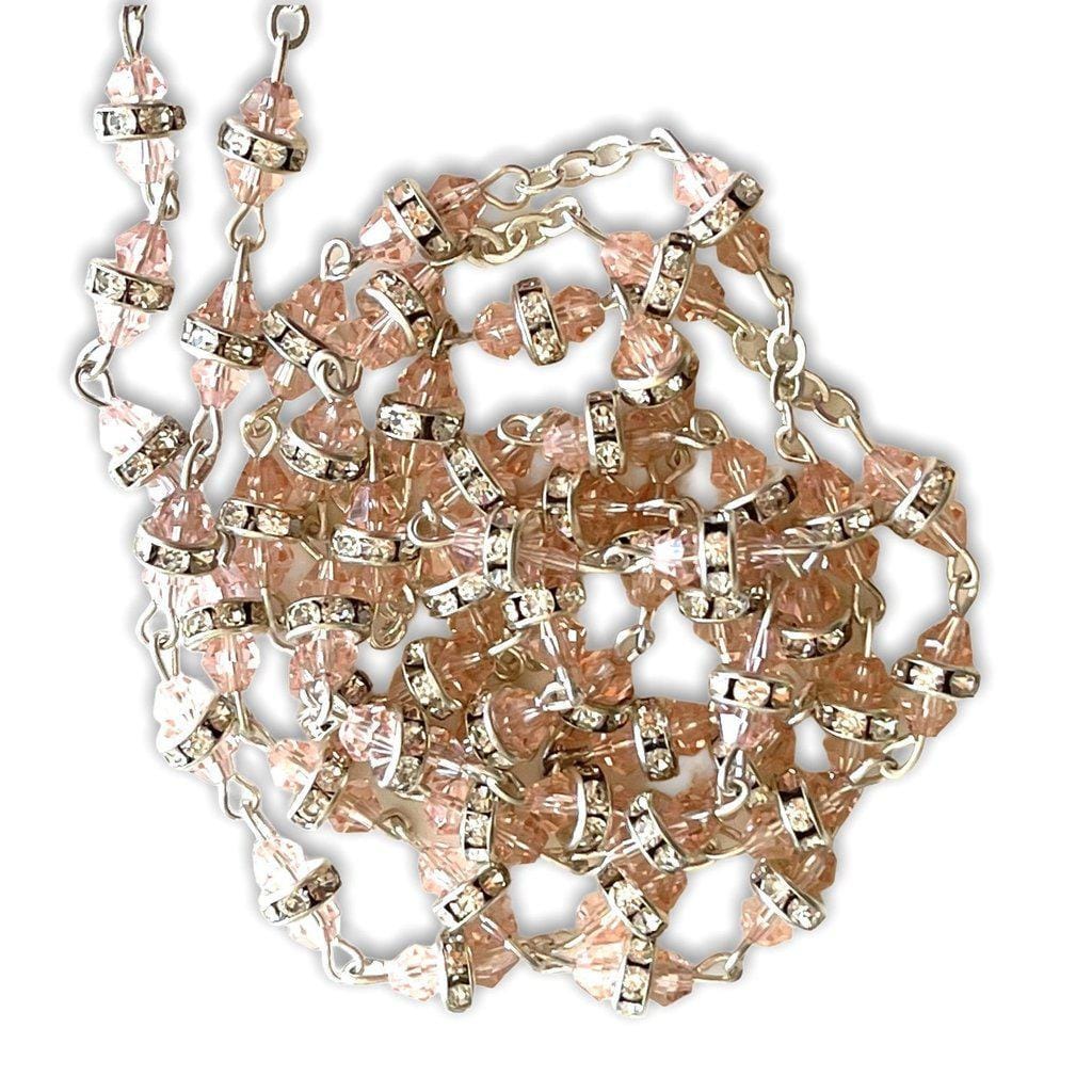 Pink Sparkling Crystal Rosary -Rhinestone -Blessed By Pope | Catholically